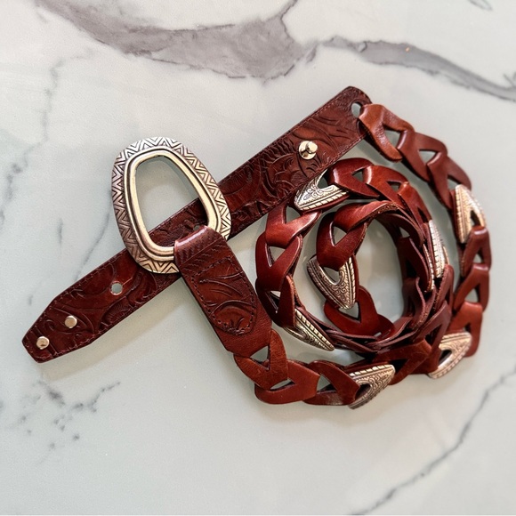 Vintage Leather and Silver Link Cowgirl Belt - Picture 7 of 9